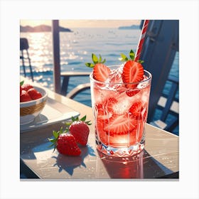 Strawberry Cocktail On A Table Canvas Print