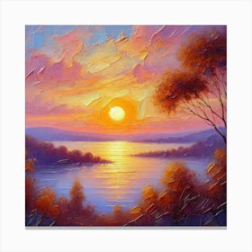 Sunset Over Lake Canvas Print