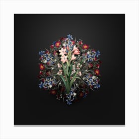 Vintage Gladiolus Saccatus Flower Wreath on Wrought Iron Black n.0094 Canvas Print