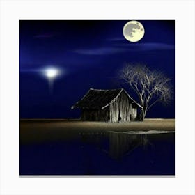 Moonlight Over A House Canvas Print