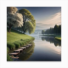 Lake With Trees Canvas Print