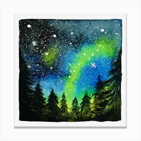 Watercolor Northern Lights Canvas Print
