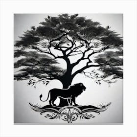 Lion And Tree 9 Canvas Print