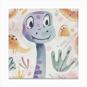 Cute Muted Diplodocus Dinosaur 4 Canvas Print