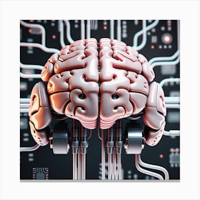 Artificial Intelligence Brain On Circuit Board Canvas Print
