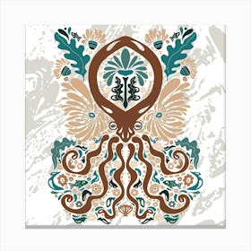 octopus folk art Norwegian style Canvas Print