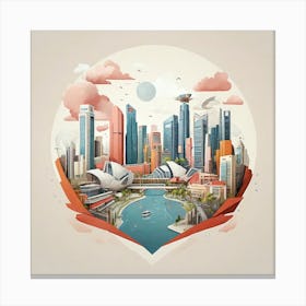 Singapore Geometric City Illustration Art Print 1 Canvas Print