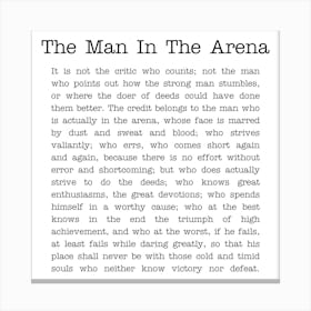 The Man In The Arena (Typewriter Style) Canvas Print