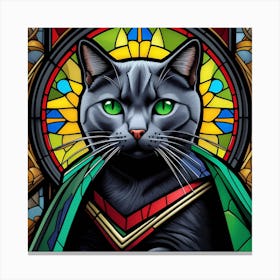 Cat, Pop Art 3D stained glass cat superhero limited edition 21/60 Canvas Print