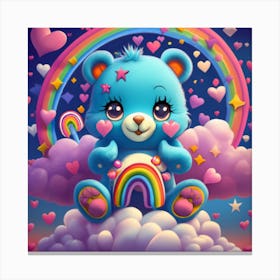 Logoyohygeri Cute Blue Coloured Care Bear With Canvas Print