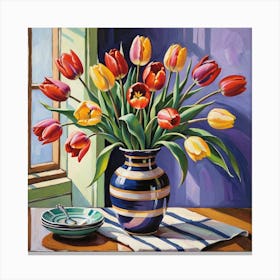 Tulips In A Vase Canvas Print