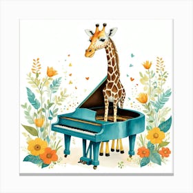 Default Giraffe Piano Nursery Kids Art Print 2 Canvas Print