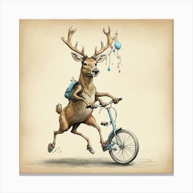 Deer On A Bike 10 Canvas Print