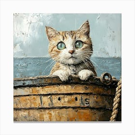 Cat On A Boat 2 Canvas Print