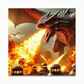 Dragons Of The Sky Flame Breath Canvas Print