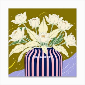 White Flowers In A Vase 1 Canvas Print