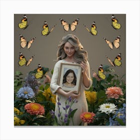 Portrait Of A Woman With Butterflies Canvas Print