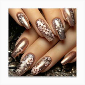 Nails With Flowers Canvas Print