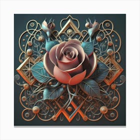 Stylized and intricate geometric black rose Canvas Print