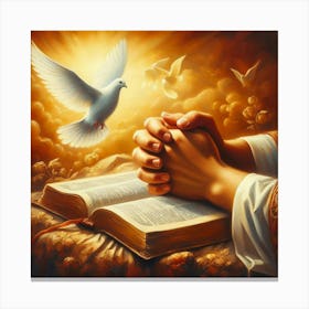 Prayer With Doves Canvas Print