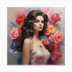 Woman With Roses Canvas Print