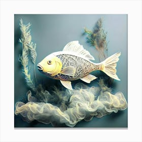 Intricately Crafted Origami Fish with Aquatic Canvas Print