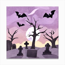 Watercolor Graveyard Canvas Print