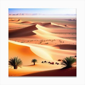 Desert Landscape With Camels Canvas Print