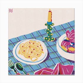 Pasta For One Square Canvas Print