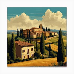 Tuscany Vintage Travel Poster Canvas Print