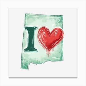 I Love Alabama 1 Canvas Print