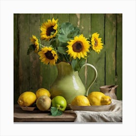 Sunflowers And Lemons 3 Canvas Print