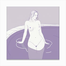 Nude Woman In An Purple Pool, sketch pencil erotic artwork Canvas Print