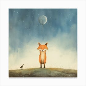 Fox In The Moonlight Canvas Print