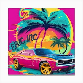 Tropic ocean with a car Canvas Print