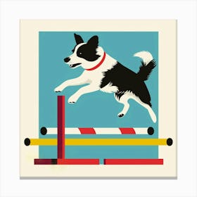 Dog Jumping Over Hurdles Canvas Print