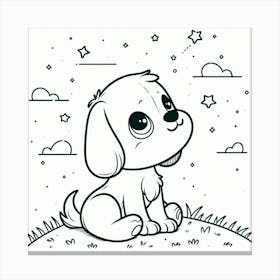 Line Art dog 3 Canvas Print