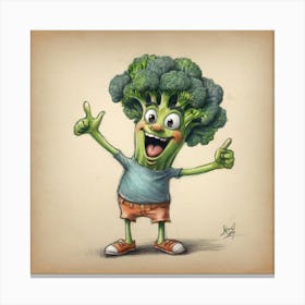 Cartoon Broccoli Canvas Print