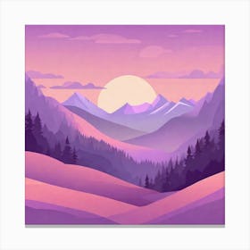 Misty mountains background in purple tone 1 Canvas Print