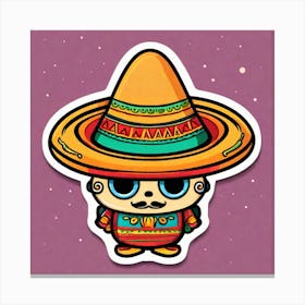 Mexican Sombrero And Pancho Sticker 2d Cute Fantasy Dreamy Vector Illustration 2d Flat Center (13) Canvas Print