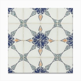 Moroccan Tile, Oriental Art, North African Ethnic Decor in Blue and Orange 5 Canvas Print