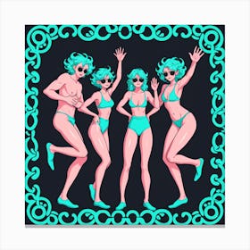 Four Bikini Girls Canvas Print