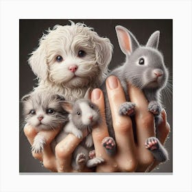 Small Pets In Hands Canvas Print