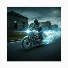 Man Riding A Motorcycle Canvas Print