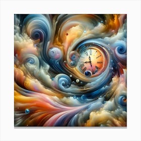 Clock In The Clouds 1 Canvas Print