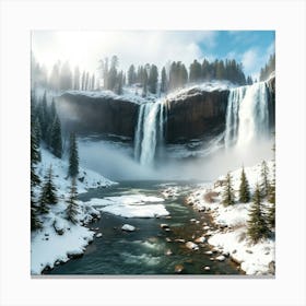 Waterfall In Winter 1 Canvas Print