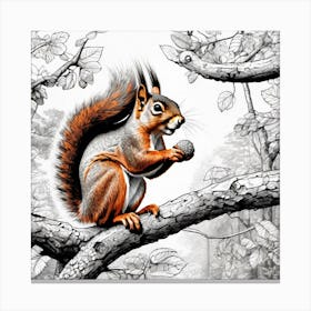 Squirrel In Tree Canvas Print