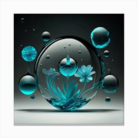 Water Bubbles And Flowers Canvas Print