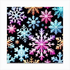 Snowflakes On Black Background Canvas Print