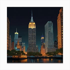 Empire State Building At Night Canvas Print